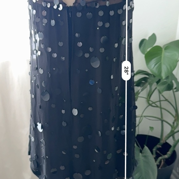 Nanette Lepore 100% Silk Sequins Sheer Top Emblished Black Cocktail Dress Sz 4 - Picture 5 of 9
